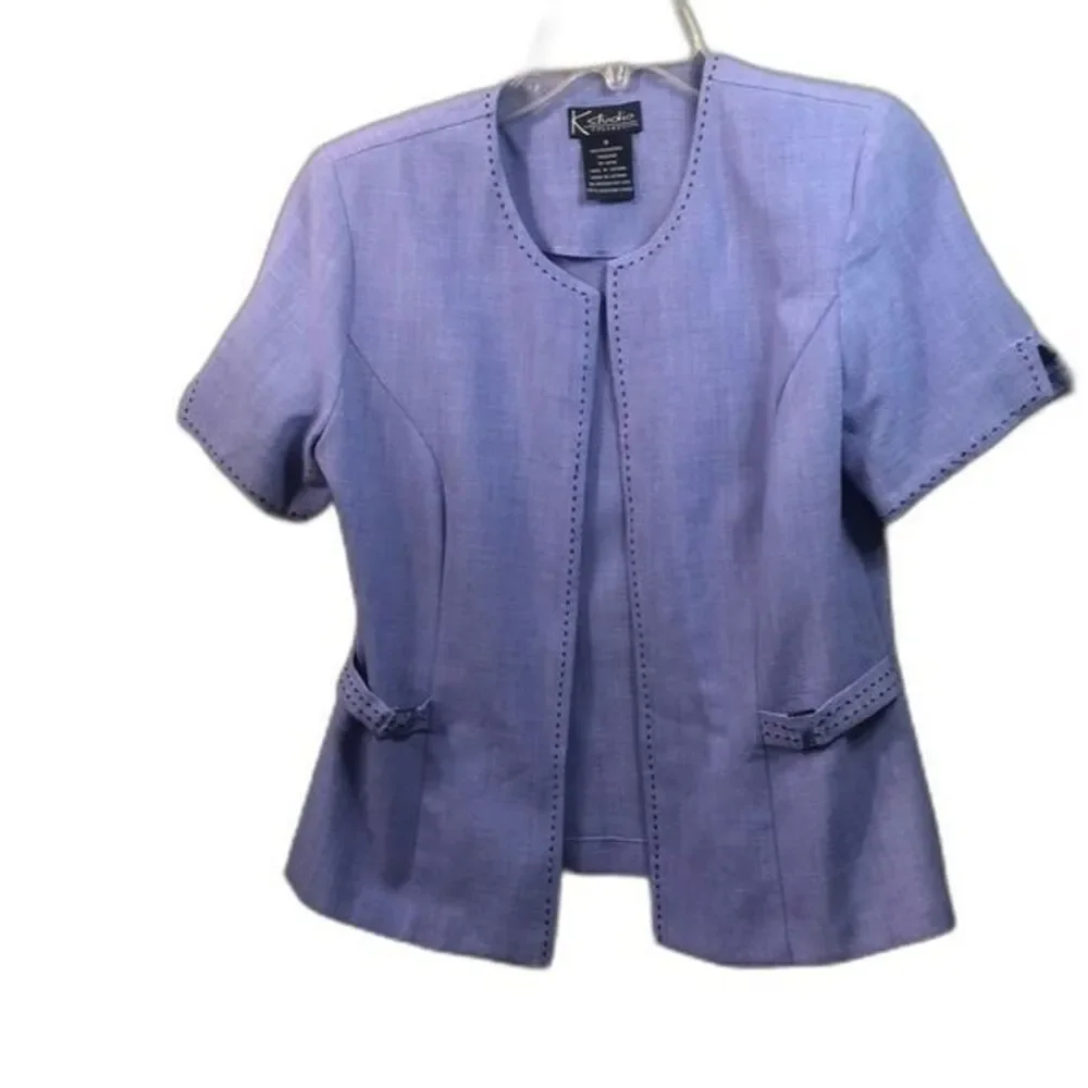 K Studio Collection Lavender Short Sleeve Blazer Jacket Career Professional